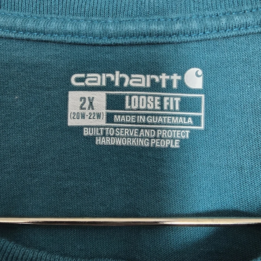 Carhartt Womens Teal Long Sleeve Tee with Pink Graphic - Picture 2 of 5